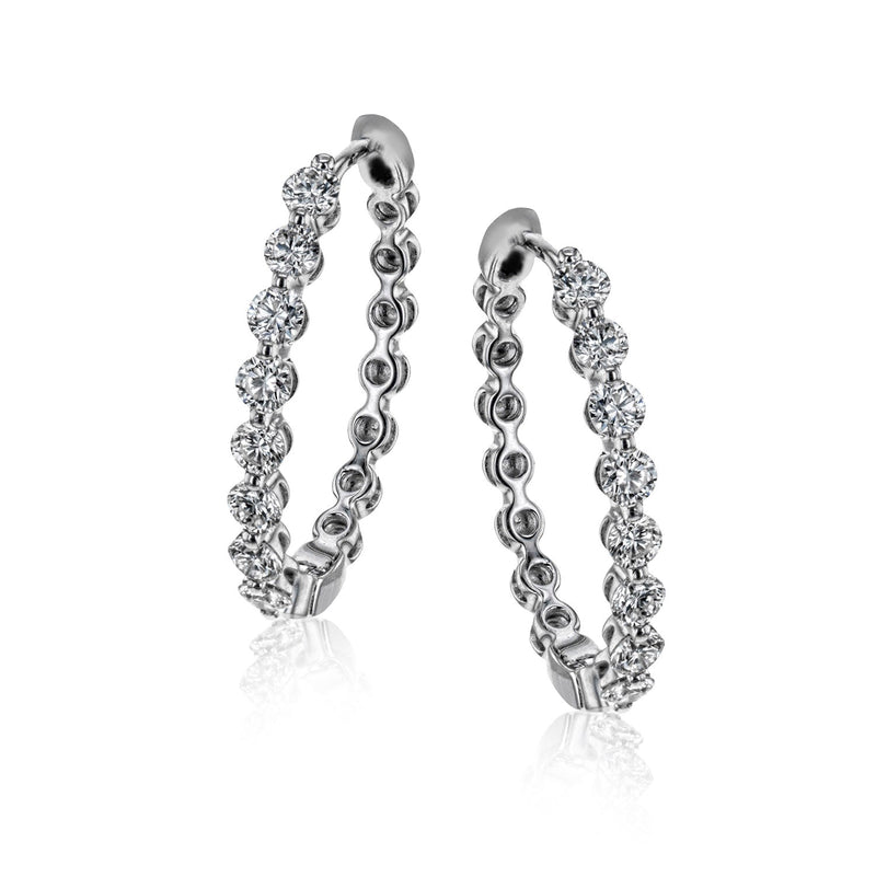 Harmonie Hoop Earrings in 18k Gold with Diamonds - Simon G. Jewelry