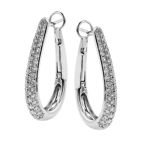 Hoop Earring in 14k Gold with Diamonds - Simon G. Jewelry