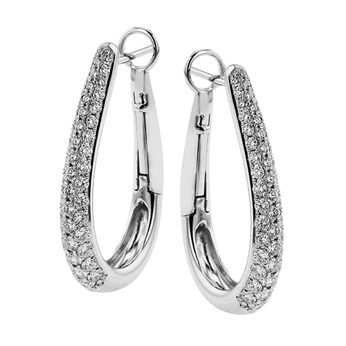 Hoop Earring in 14k Gold with Diamonds - Simon G. Jewelry