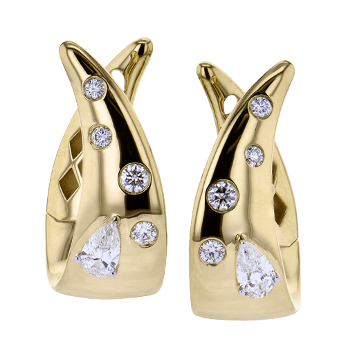 Hoop Earring in 18k Gold with Diamonds - Simon G. Jewelry