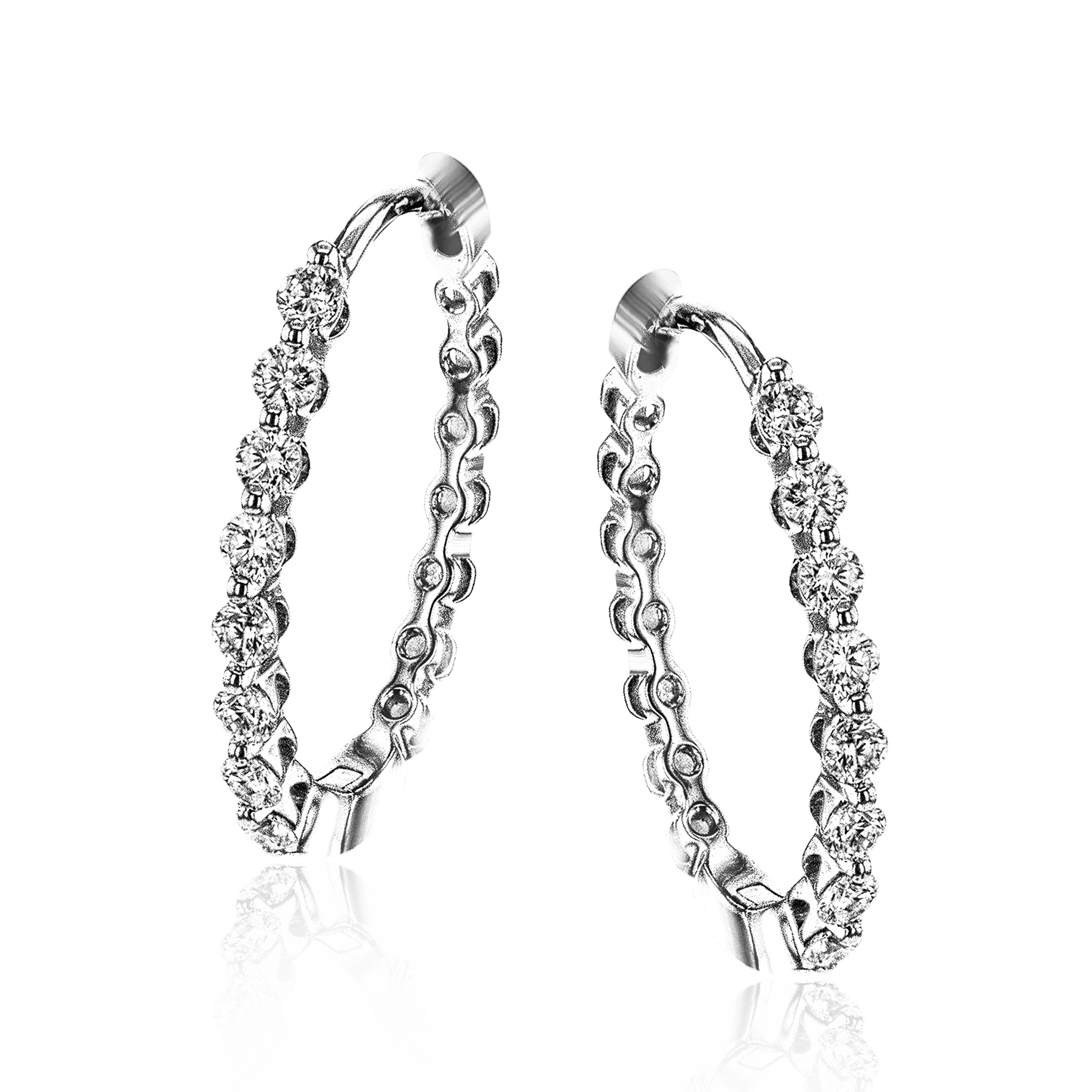 Hoop Earrings in 18k Gold with Diamonds - Simon G. Jewelry