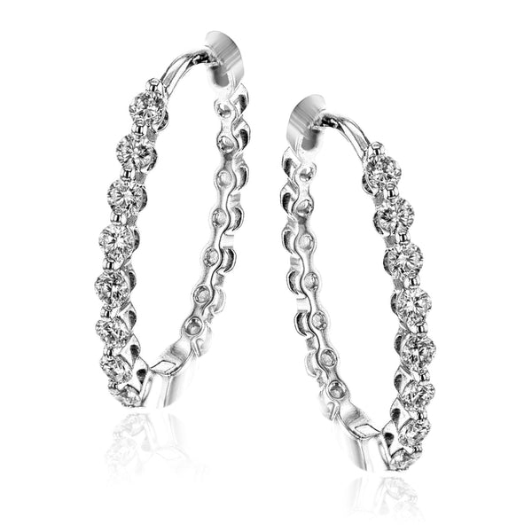 Hoop Earrings in 18k Gold with Diamonds - Simon G. Jewelry