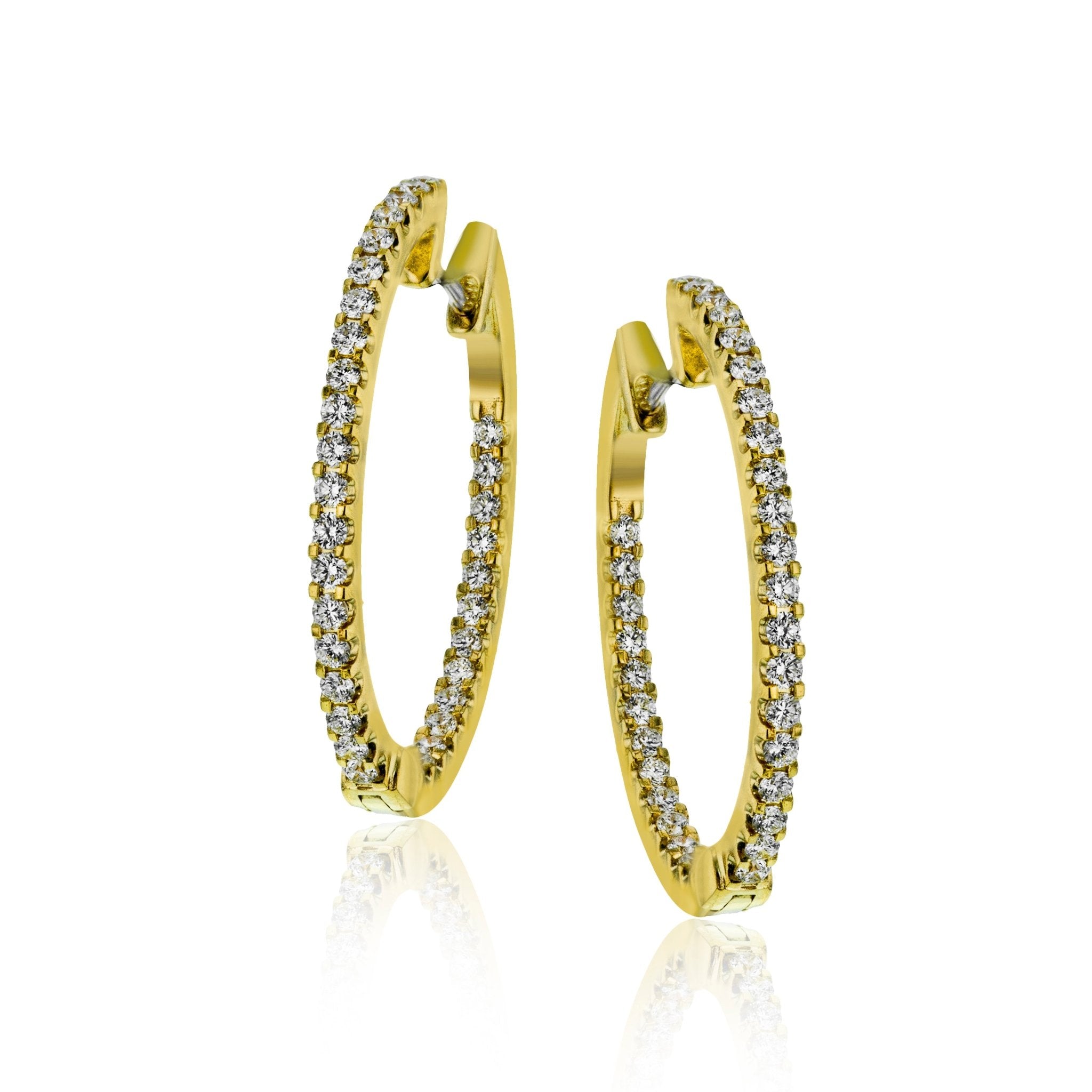 Hoop Earrings in 18k Gold with Diamonds - Simon G. Jewelry