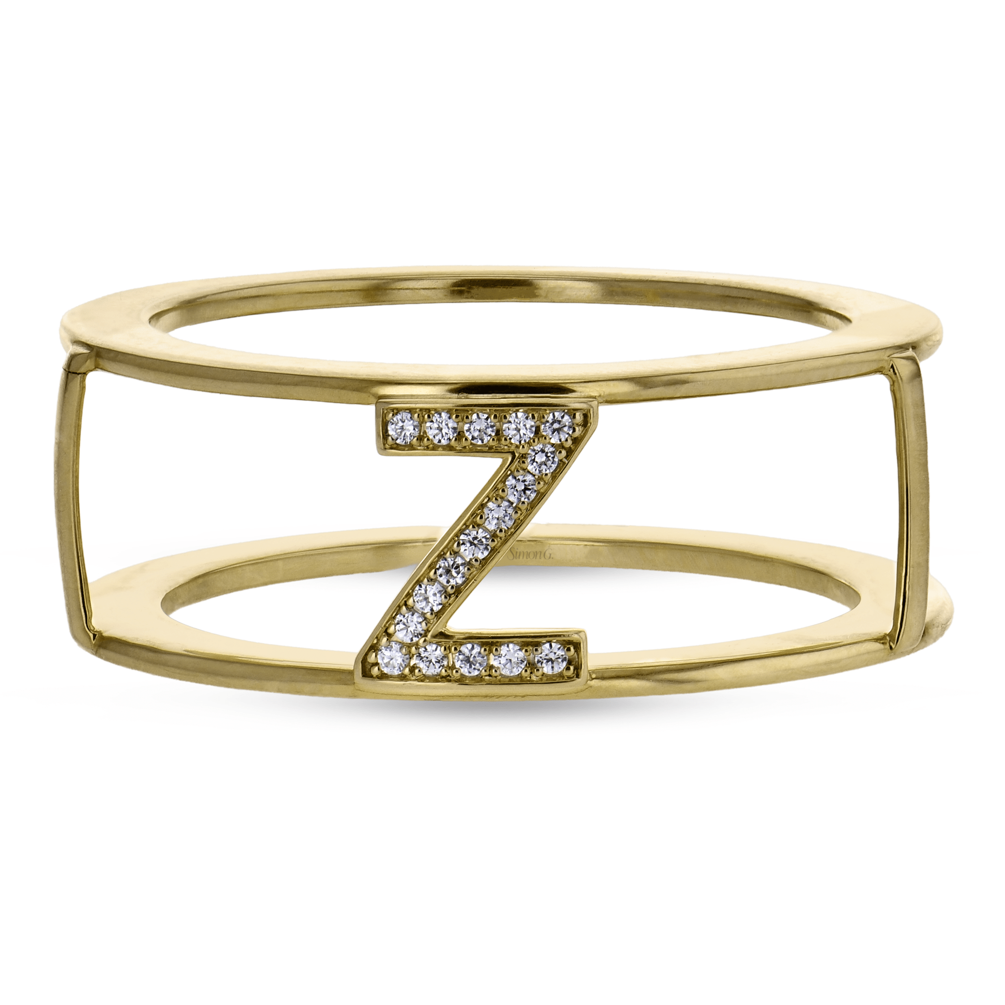 Initial Smart Ring Jacket in 14k Gold with Diamonds - Simon G. Jewelry