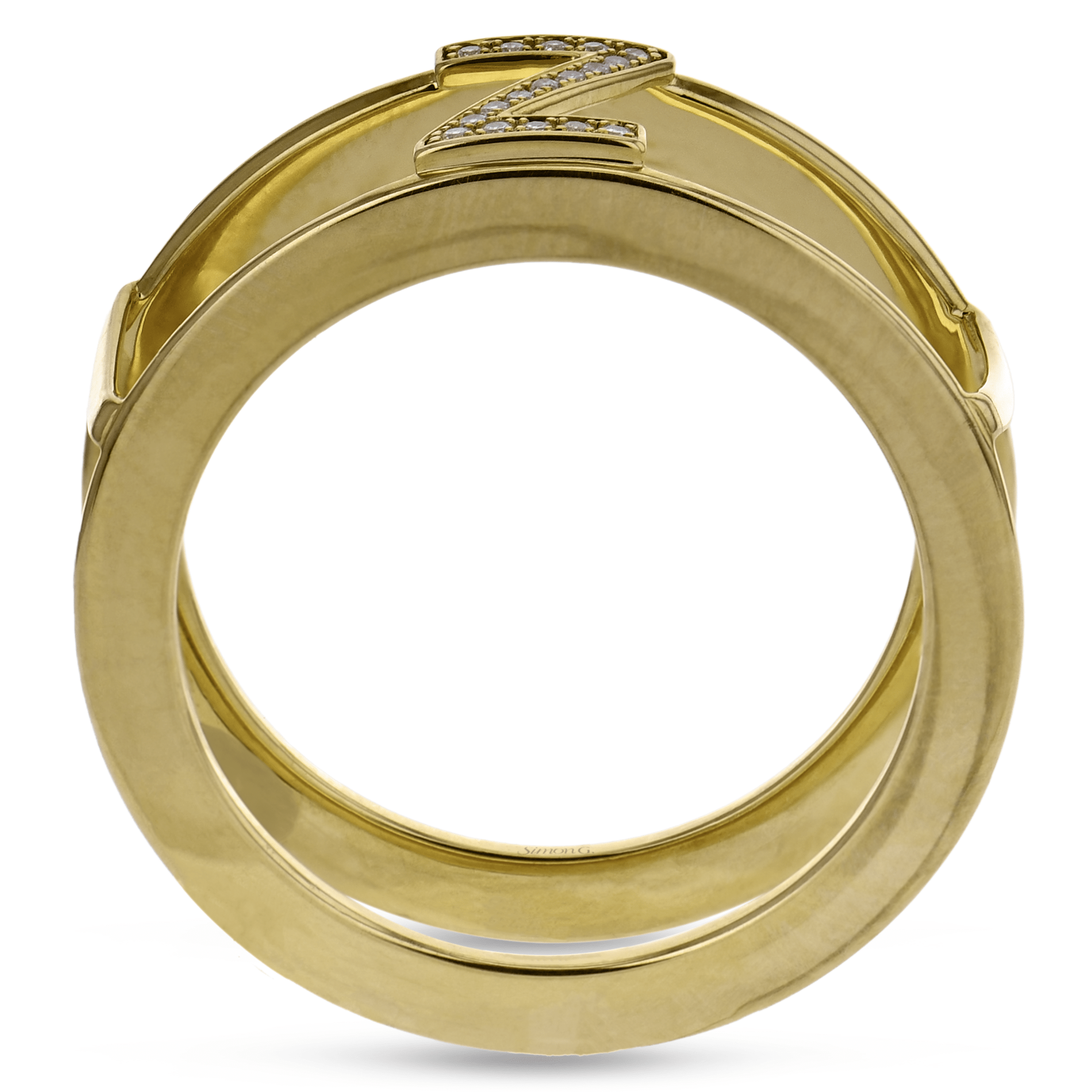 Initial Smart Ring Jacket in 14k Gold with Diamonds - Simon G. Jewelry