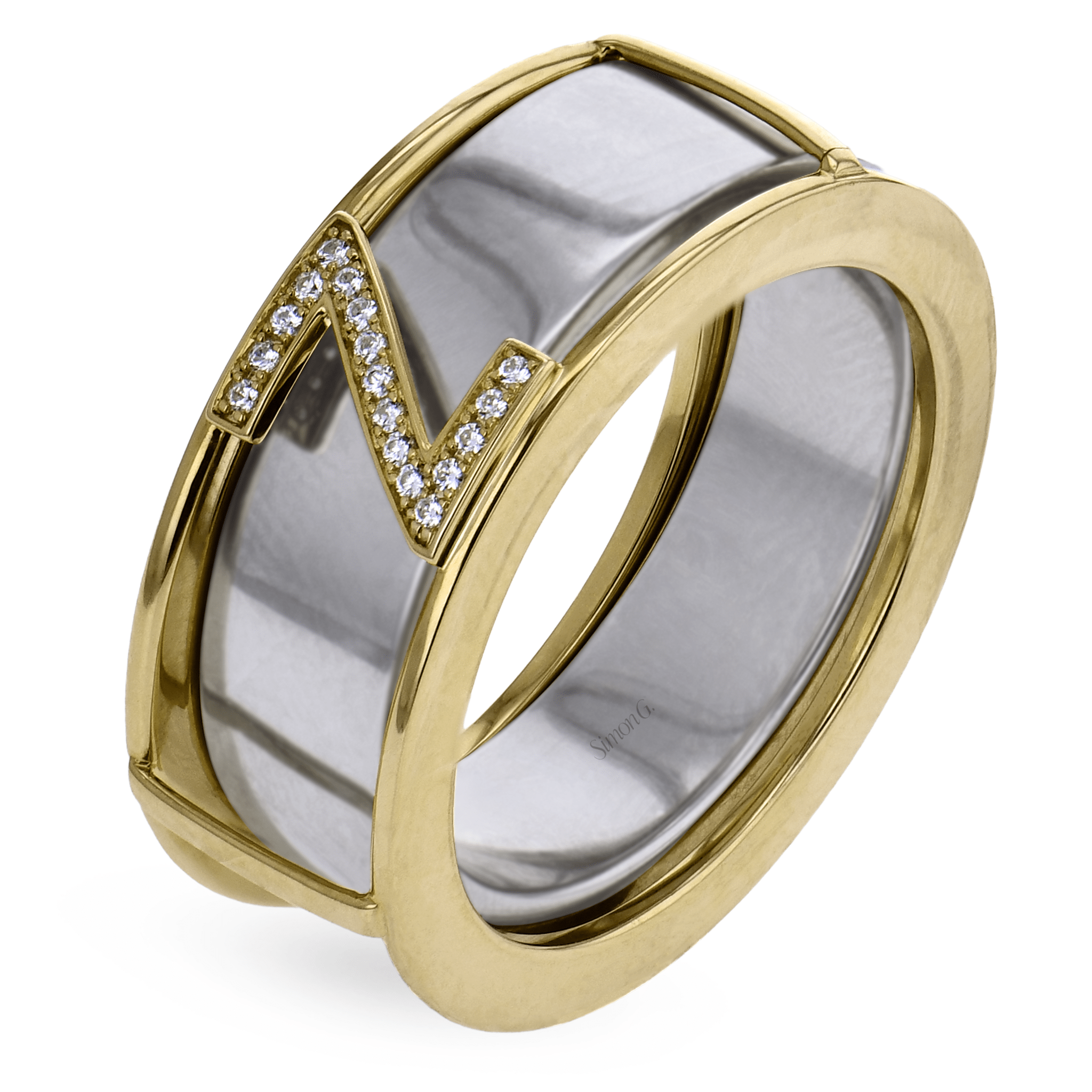 Initial Smart Ring Jacket in 14k Gold with Diamonds - Simon G. Jewelry