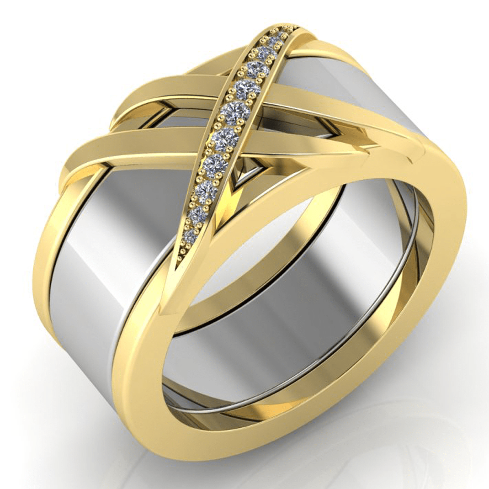 Interwoven Smart Ring Jacket in 14k Gold with Diamonds - Simon G. Jewelry