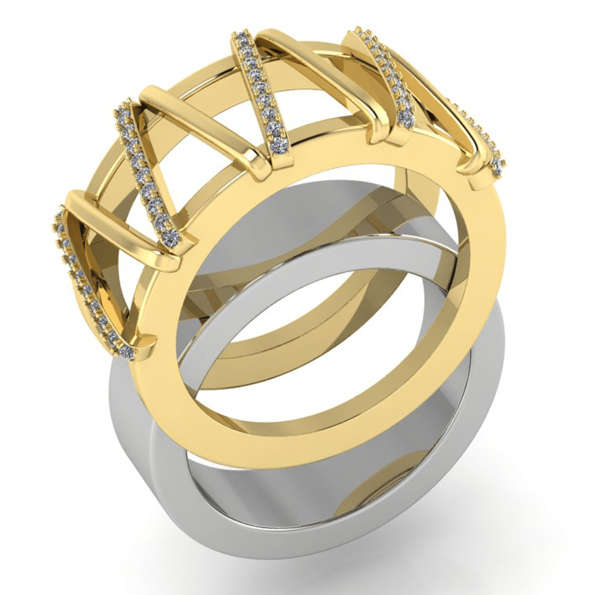 Lattice Smart Ring Jacket in 14k Gold with Diamonds - Simon G. Jewelry