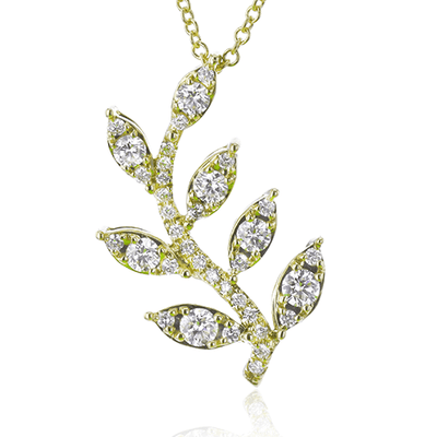 Leaf Pendant Necklace in 18k Gold with Diamonds – Simon G. Jewelry