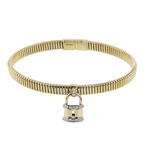Lock Bangle in 18k Gold with Diamonds - Simon G. Jewelry
