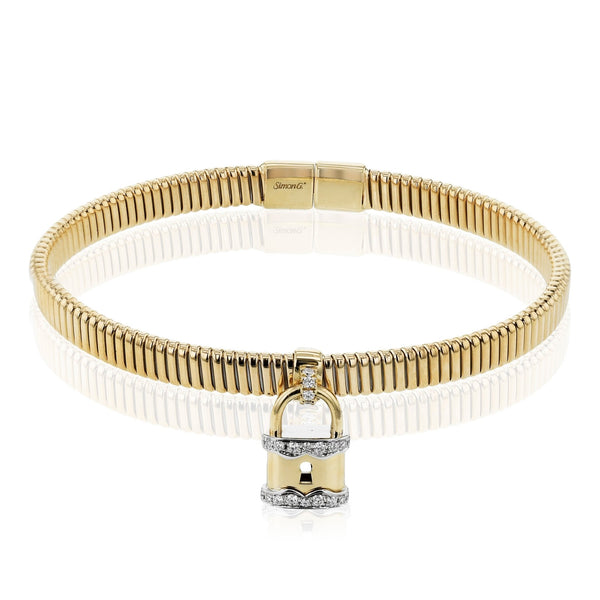 Lock Bangle in 18k Gold with Diamonds - Simon G. Jewelry