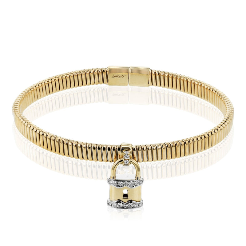 Lock Bangle in 18k Gold with Diamonds - Simon G. Jewelry