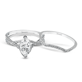 Marquise - cut Criss - cross Engagement Ring & Matching Wedding Band in 18k Gold with Diamonds - Simon G. Jewelry