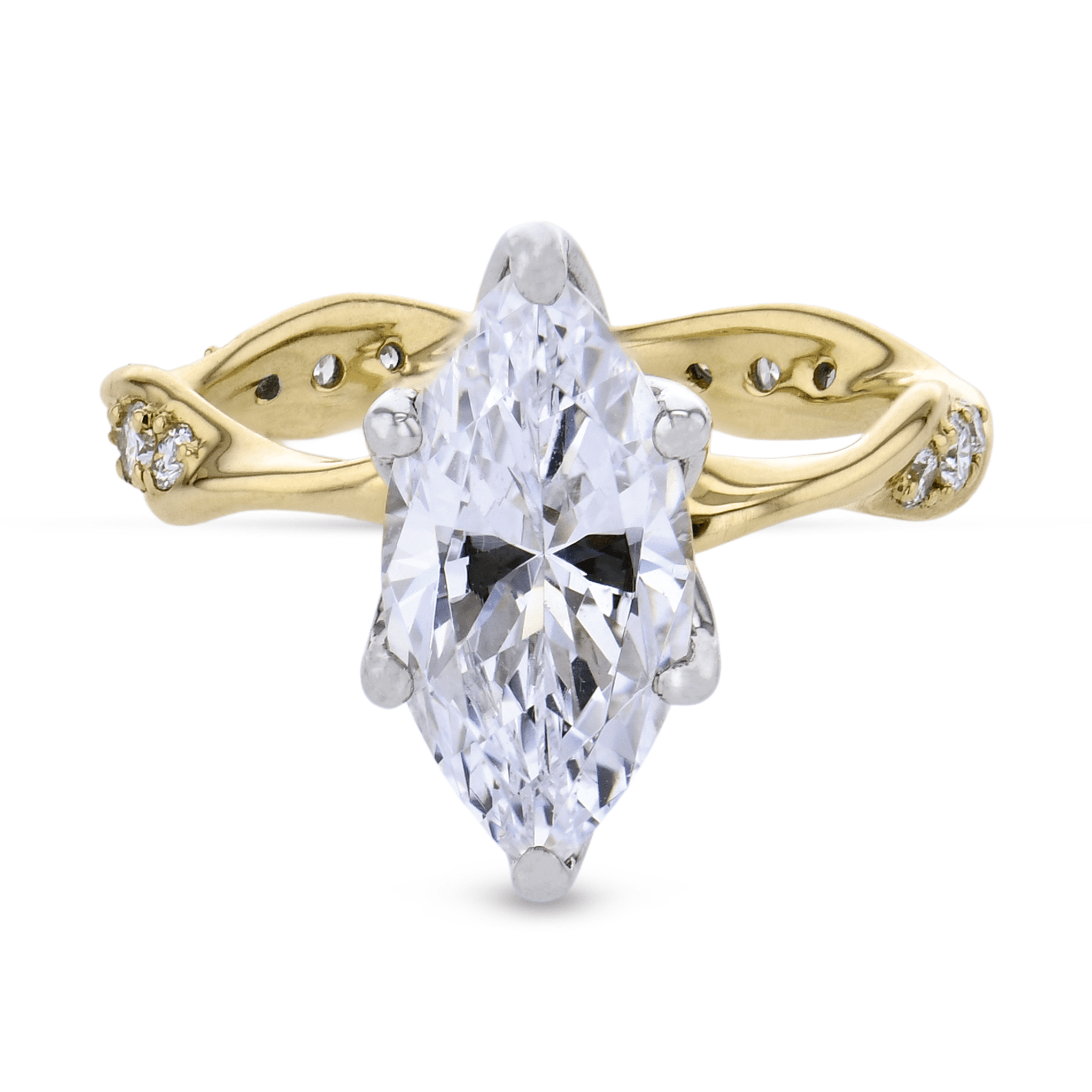 Marquise-cut Diamond Tulip Engagement Ring in 18k Gold - Simon G. Jewelry