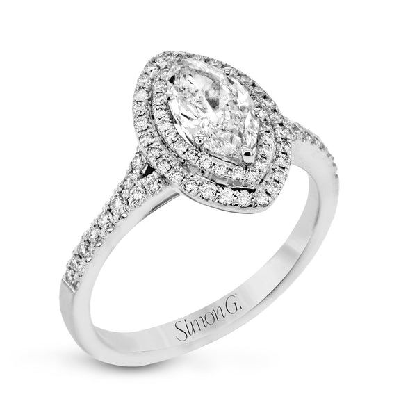 Marquise - Cut Double - Halo Engagement Ring In 18k Gold With Diamonds - Simon G. Jewelry