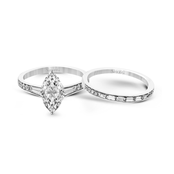 Marquise - cut Engagement Ring & Matching Wedding Band in 18k Gold with Diamonds - Simon G. Jewelry
