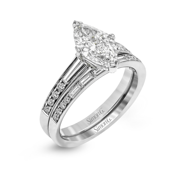 Marquise - cut Engagement Ring & Matching Wedding Band in 18k Gold with Diamonds - Simon G. Jewelry