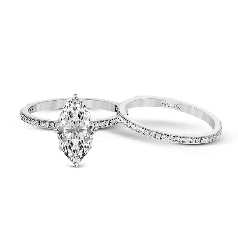 Marquise - cut Engagement Ring & Matching Wedding Band in 18k Gold with Diamonds - Simon G. Jewelry