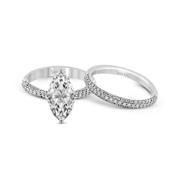 Marquise - cut Engagement Ring & Matching Wedding Band in 18k Gold with Diamonds - Simon G. Jewelry