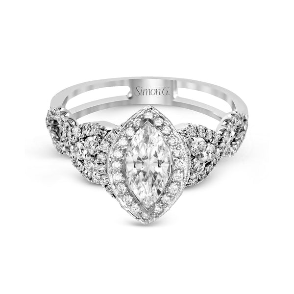 Marquise - Cut Halo Engagement Ring In 18k Gold With Diamonds - Simon G. Jewelry