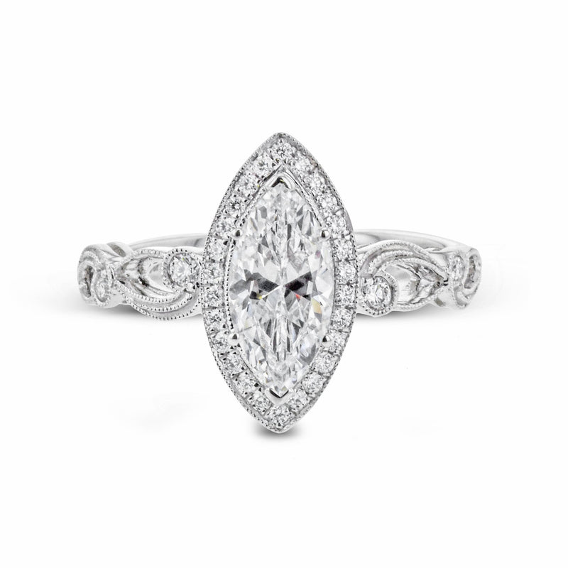 Marquise - Cut Halo Engagement Ring In 18k Gold With Diamonds - Simon G. Jewelry