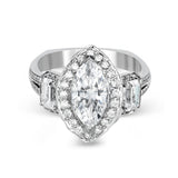 Marquise - Cut Three - Stone Halo Engagement Ring In 18k Gold With Diamonds - Simon G. Jewelry