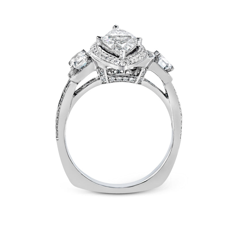 Marquise - Cut Three - Stone Halo Engagement Ring In 18k Gold With Diamonds - Simon G. Jewelry