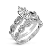 Marquise - cut Trellis Engagement Ring & Matching Wedding Band in 18k Gold with Diamonds - Simon G. Jewelry