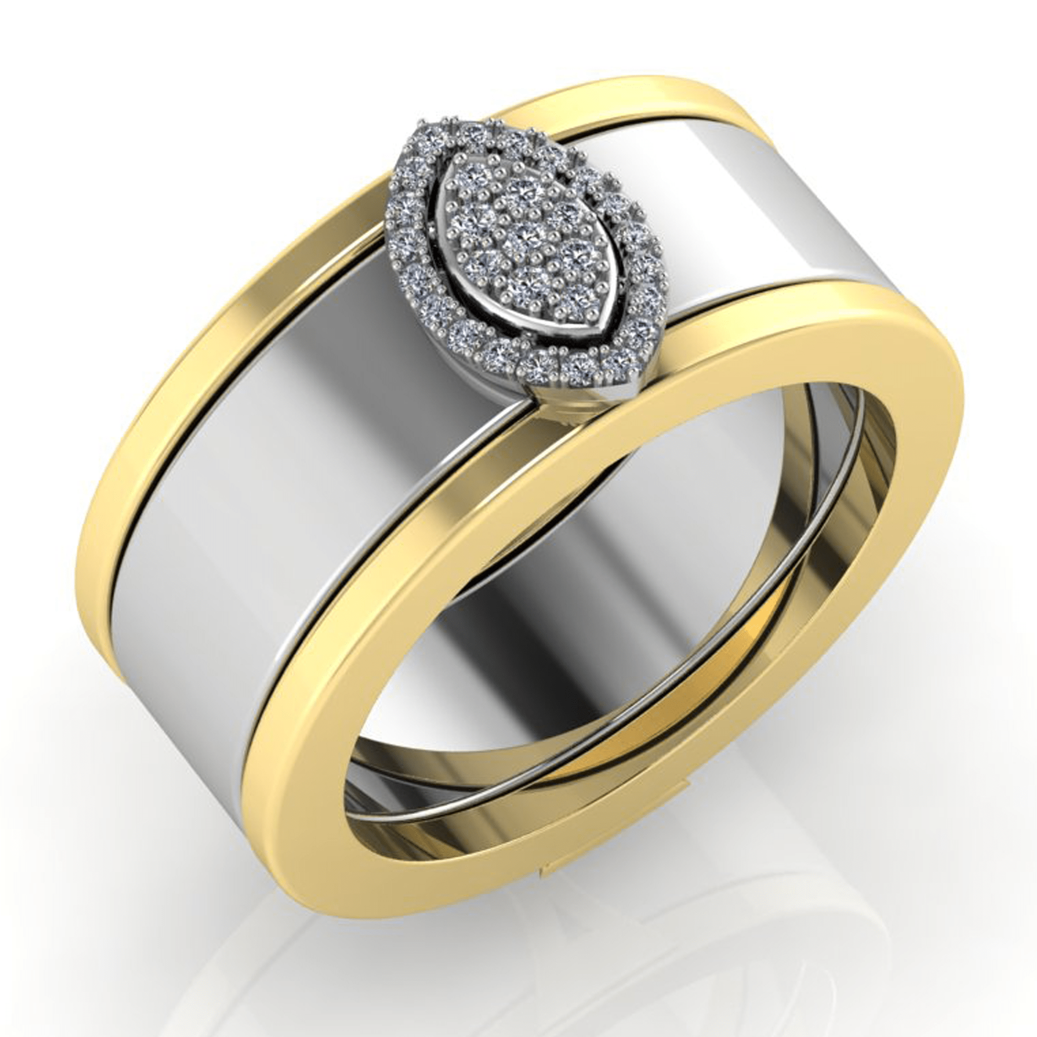 Marquise Diamond Cluster Smart Ring Jacket in 14k Gold with Diamonds - Simon G. Jewelry