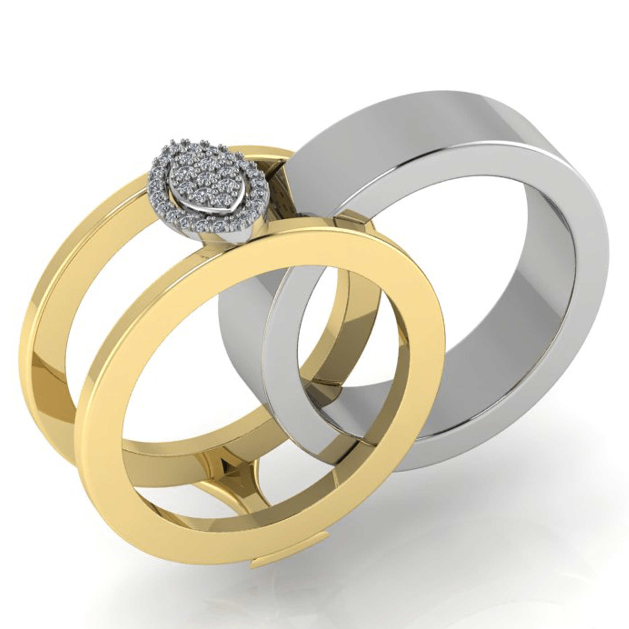 Marquise Diamond Cluster Smart Ring Jacket in 14k Gold with Diamonds - Simon G. Jewelry