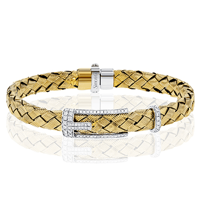 Men's Buckle Bracelet In 18k Gold With Diamonds - Simon G. Jewelry