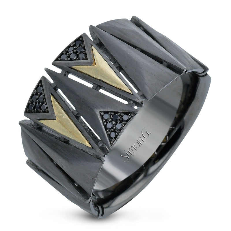 Men's Ruthenium Ring In 14k Gold With Diamonds - Simon G. Jewelry