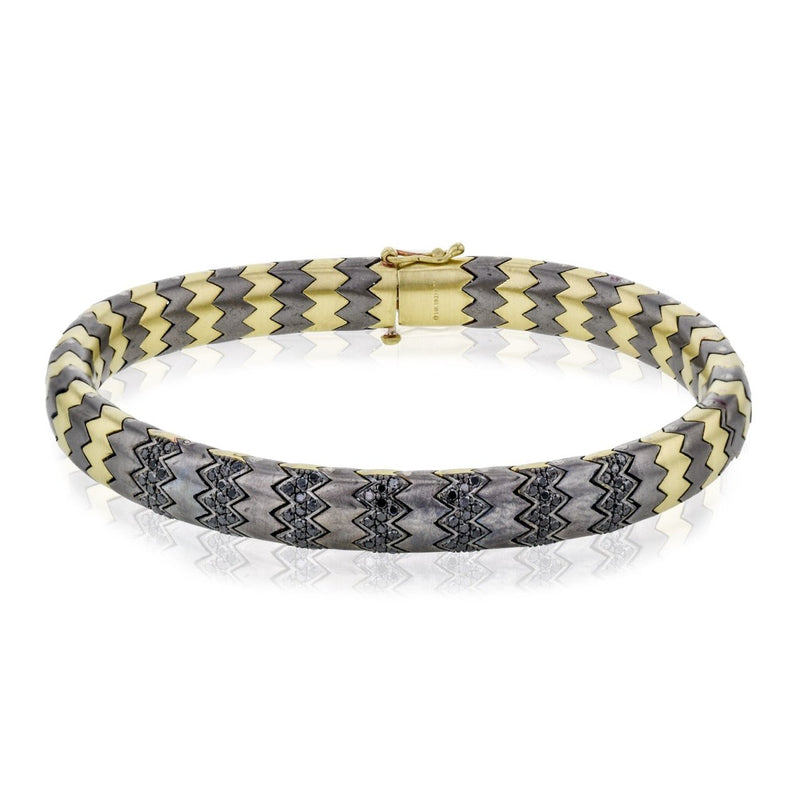 Men's Titanium Bracelet In 14k Gold With Black Diamonds - Simon G. Jewelry