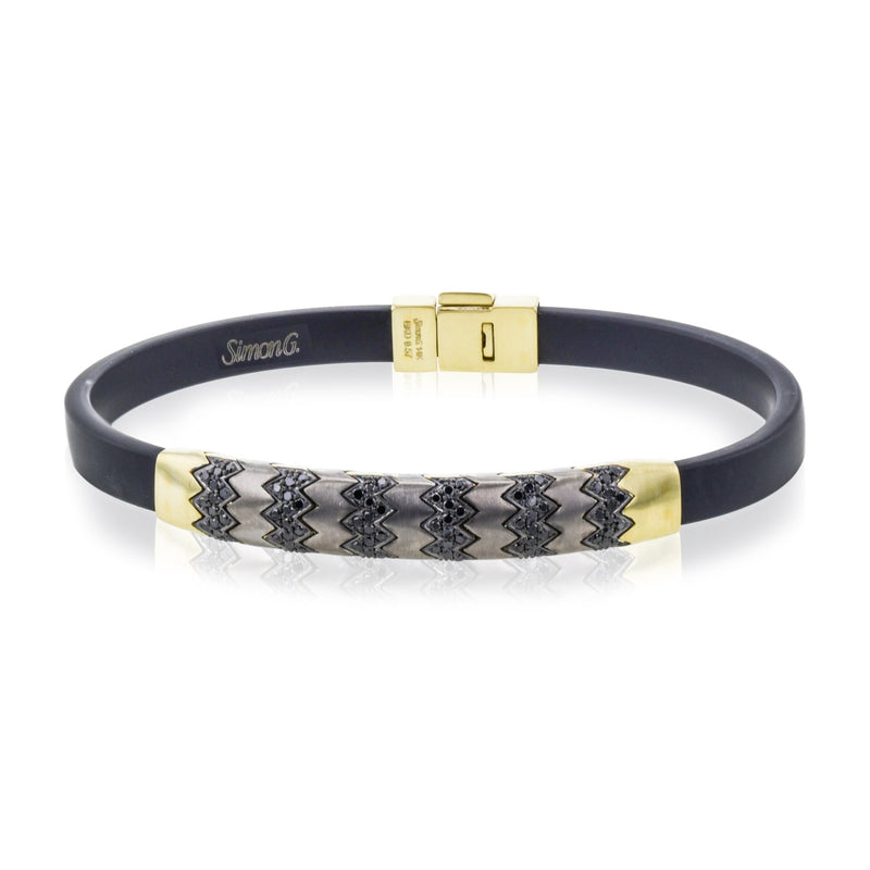 Men's Titanium Bracelet In 14k Gold With Black Diamonds – Simon G