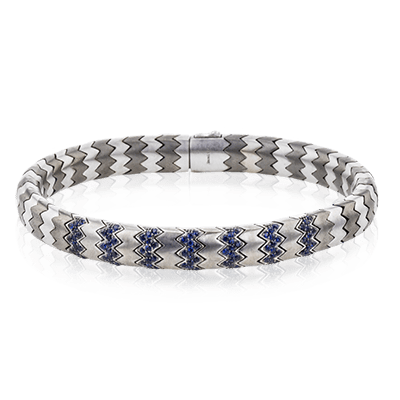 Men's Titanium Bracelet In 14k Gold With Sapphires - Simon G. Jewelry