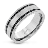 Men's Wedding Band In 14k Gold With Black Diamonds - Simon G. Jewelry