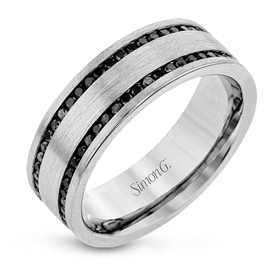 Men's Wedding Band In 14k Gold With Black Diamonds – Simon Jewelry