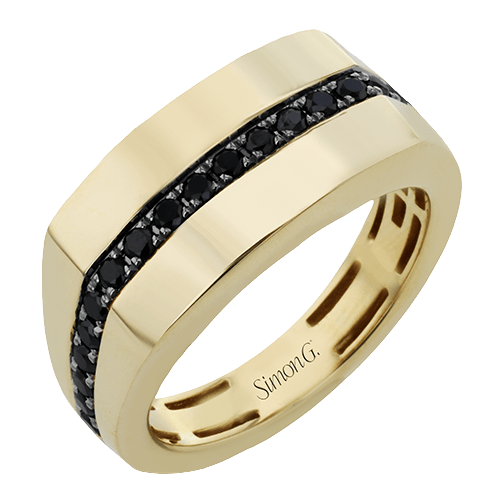 Men's Wedding Band In 14k Or 18k Gold With Black Diamonds - Simon G. Jewelry