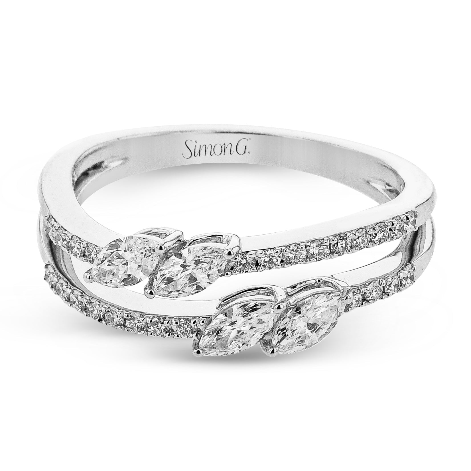 Mix Shaped Split Band Diamond Ring in 18k Gold - Simon G. Jewelry