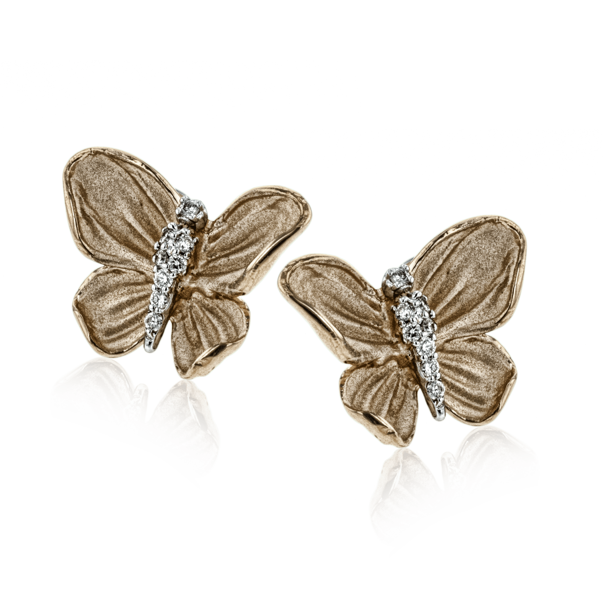 Monarch Butterfly Earrings in 18k Gold with Diamonds - Simon G. Jewelry