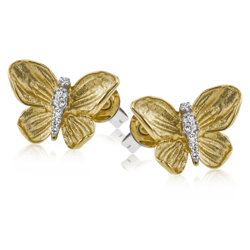 Monarch Butterfly Earrings in 18k Gold with Diamonds - Simon G. Jewelry