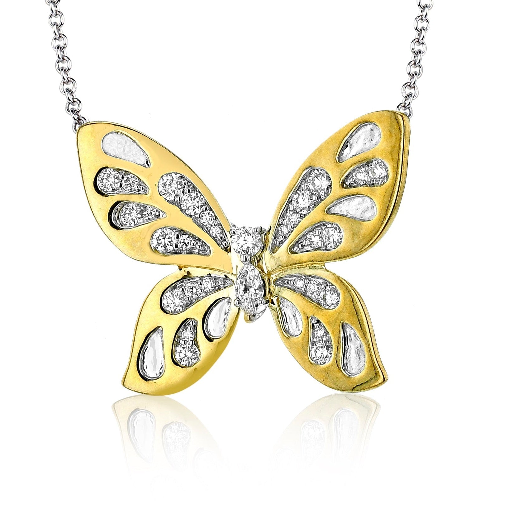 Monarch Butterfly Pendant in 18k Gold with Diamonds - Simon G. Jewelry