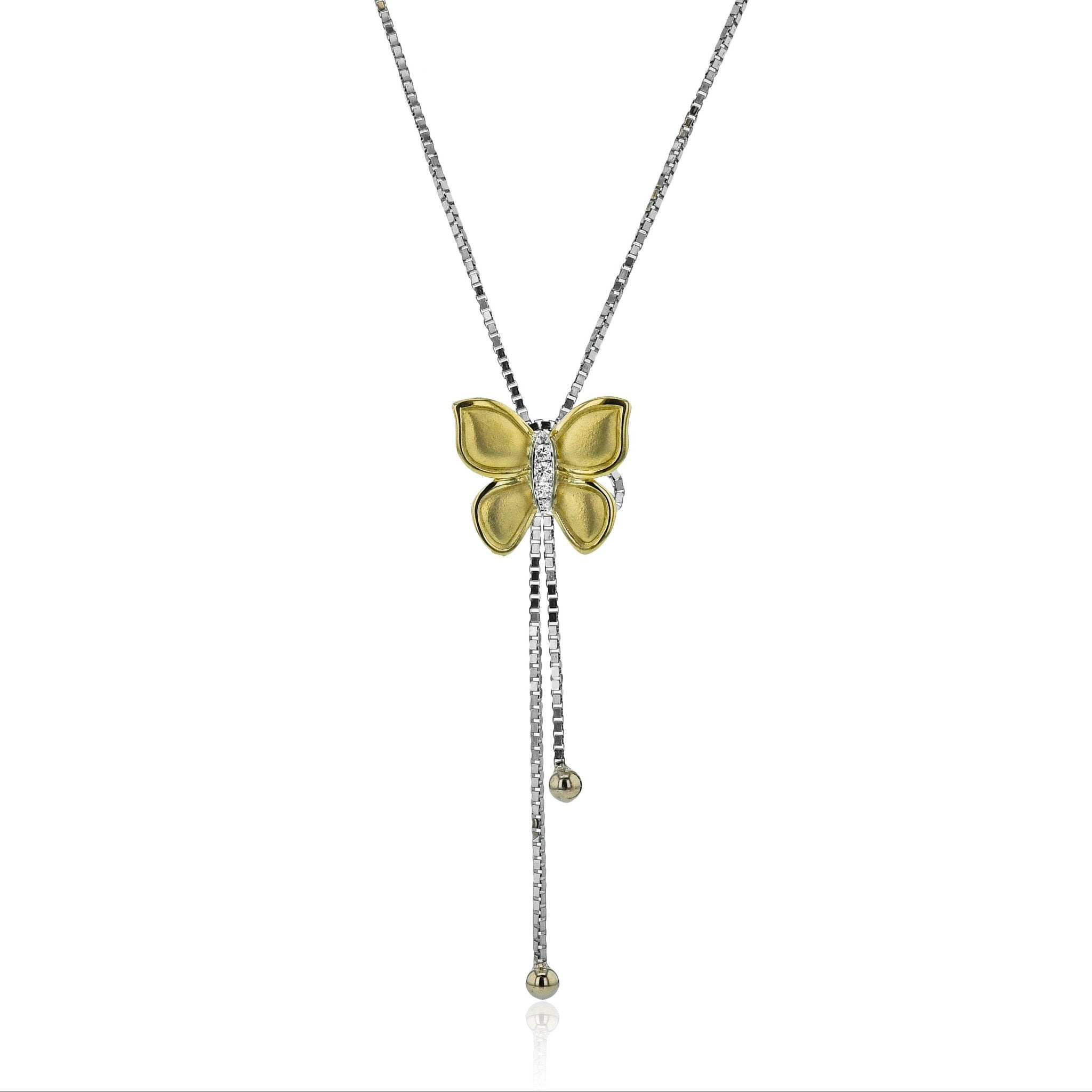 Monarch Butterfly Pendant in 18k Gold with Diamonds - Simon G. Jewelry