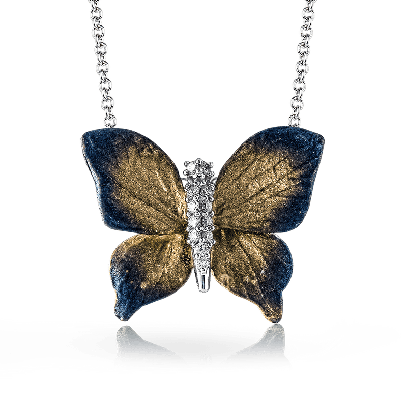 Monarch Butterfly Pendant Necklace in 18k Gold with Diamonds Simon G. Jewelry