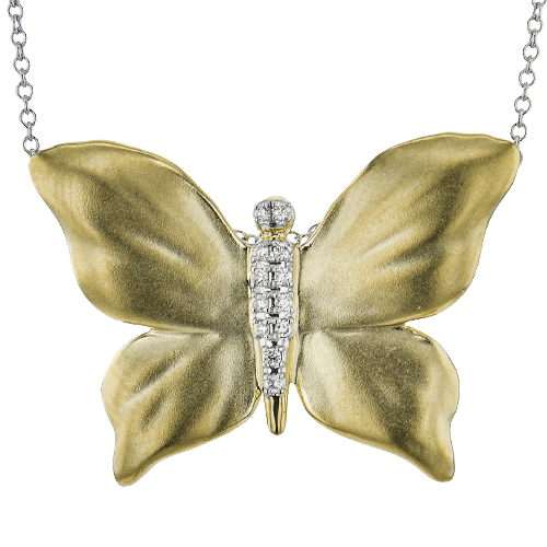 Monarch Butterfly Pendant Necklace in 18k Gold with Diamonds - Simon G. Jewelry
