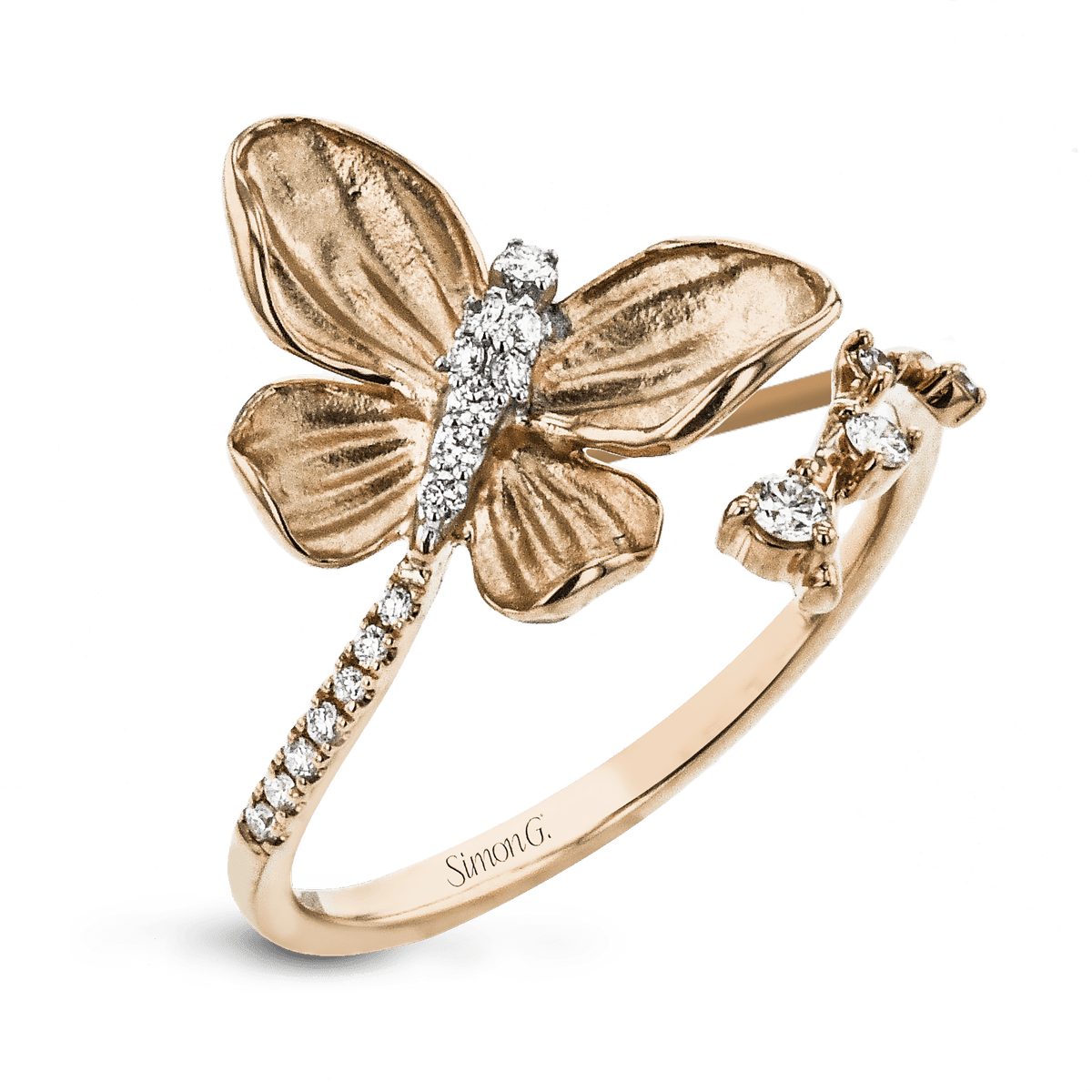 Monarch Butterfly Ring In 18k Gold With Diamonds – Simon G. Jewelry