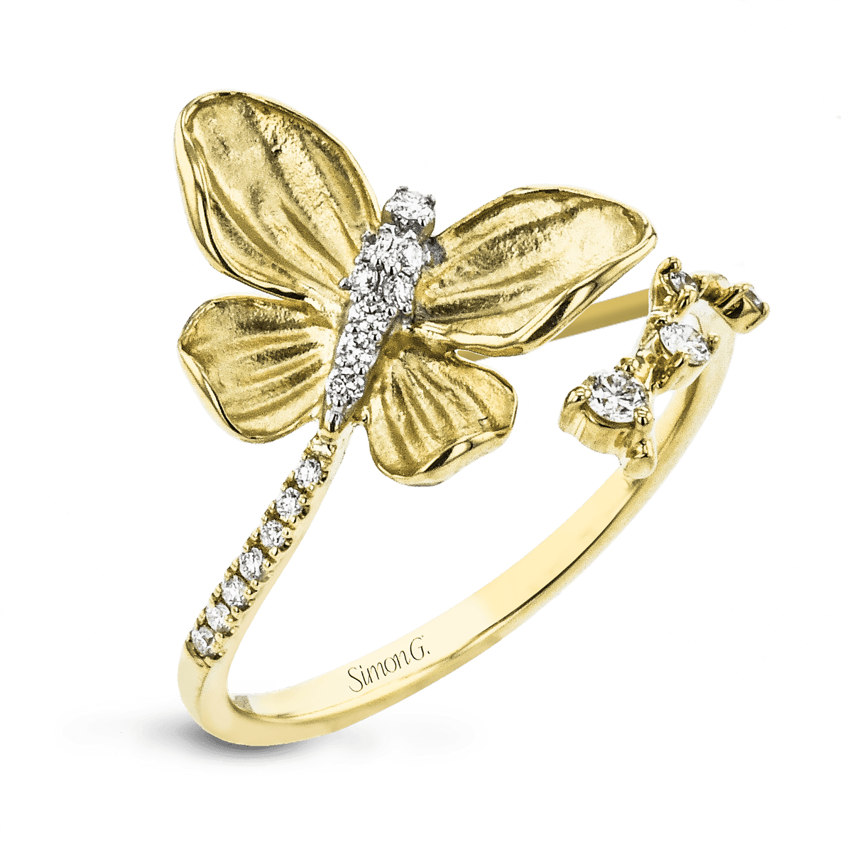 Monarch Butterfly Ring In 18k Gold With Diamonds – Simon G. Jewelry