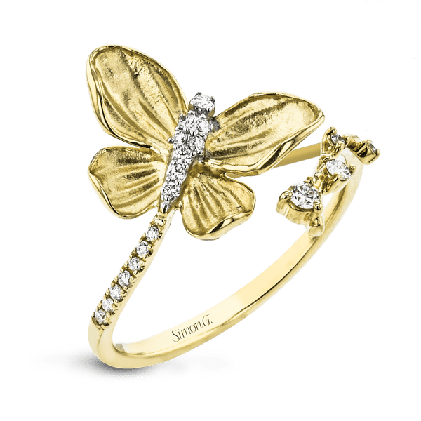 Monarch Butterfly Ring In 18k Gold With Diamonds - Simon G. Jewelry