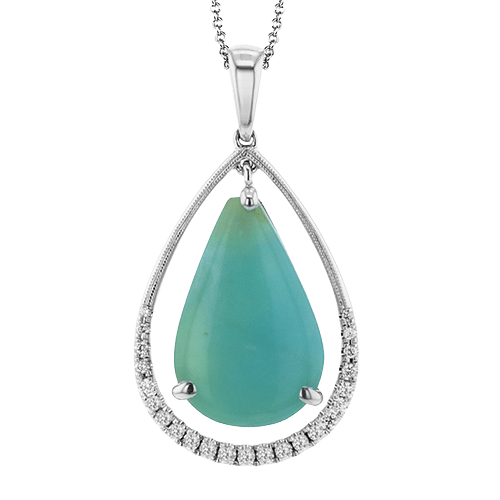 Opal Pendant Necklace in 18k Gold with Diamonds - Simon G. Jewelry