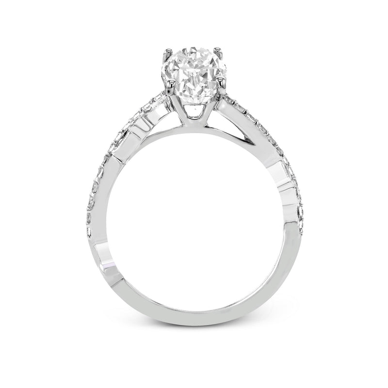 Oval - Cut Criss - Cross Engagement Ring In 18k Gold With Diamonds - Simon G. Jewelry